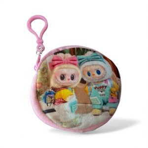 Labubu Pink Plush Pouch with Clip‎